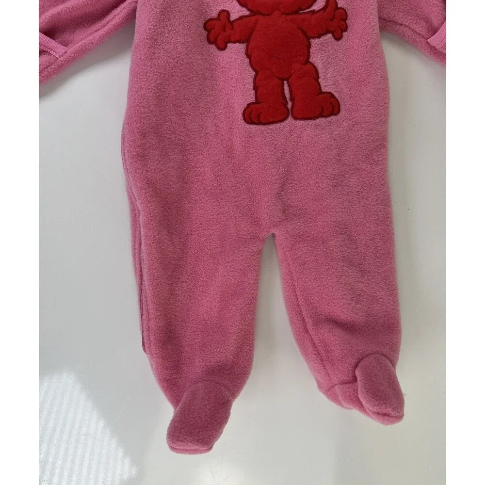 Vintage Sesame Beginnings Size 3/6 M Fleece Hooded Romper Elmo Loved You Kids